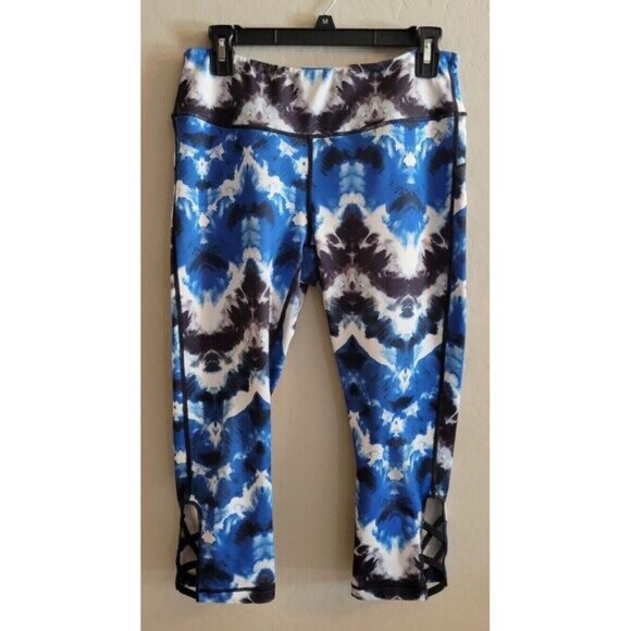 Nicole Miller New York Active Women's crop leggings blue tie dye Size Medium - Picture 4 of 10